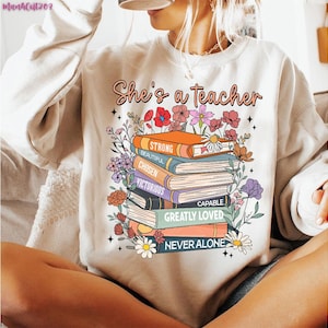 She is Teacher Png, Teacher Mom Png, Christian Teacher Png, Teacher Appreciation Png, Teacher Book Lover, Teacher Floral Mother’s Day Gift