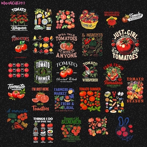 25+ Funny Tomato PNG Bundle, Farmers Market Sublimation, Tomato Girl Summer Shirt Design, Retro Garden Food Clipart, Farm Fresh Tomatoes