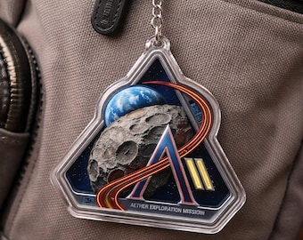 Artemis II Keychains, NASA Retro Bagtag, Space Logo, Gift for Space Lover