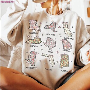Coquette States Preppy Png Bundle, States Colorful Floral States Georgia Png, Florida Png, Alabama Png, Mississippi Png, Texas Png