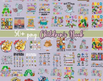 50+ Bundle Read Children&#39;s Books PNG, Teacher Library Club Kindergarten, Read Children&#39;s Book Characters PNG, Teacher Quotes, PreK 1st 2nd