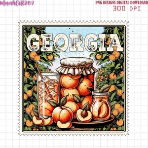 Georgia Stamp State Png| Digital Download | PNG File | Sublimation- DTF Design | Distressed Vintage Design | United States Patriotic
