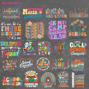 20+ counselor png-bundel, schoolbegeleider sublimatieontwerpen, retro groovy schoolpsycholoog png, begeleidingsadviseur