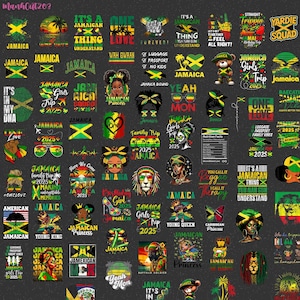 70+ Designs Jamaica 2025 Bundle Png, Island Vibes Sublimation, Clipart na koszulkę wakacyjną, Pobieranie cyfrowe kultury karaibskiej