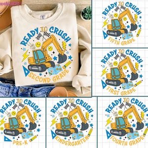 7+ Back to School For Boys Bundle, Kindergarten Dude, First Day Of School, Truck For Boy Png,Ready To Crush First/ Second/ Third Grade