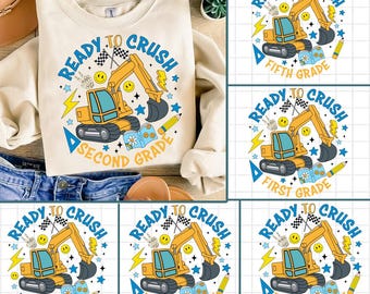 7+ Back to School For Boys Bundle, Kindergarten Dude, First Day Of School, Truck For Boy Png,Ready To Crush First/ Second/ Third Grade