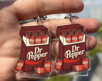 Dr Pepperr Fridge Cig Keychain, Soda Drink Can Graphic Acrylic Keyring, Retro Soda Apparel