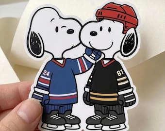 Hollanov beagle puppy verwarmde op rivaliteit geïnspireerde sticker, hockey romantiek magneet, Hollanov sticker, team Rozano sticker, LGBT hockey sticker