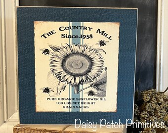 Primitive Sunflower Sign ~ Vintage Sunflower Print ~ Primitive Signs ~ Primitive Sunflowers ~ Primitive Sunflower Decor