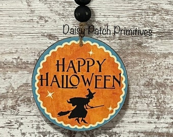 Primitive Happy Halloween Ornament ~ Halloween Decor ~ Primitive Halloween Decor