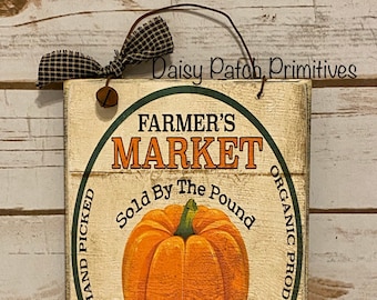 Primitive Pumpkin Peg Hanger Sign,Primitive Fall Decor,Primitive Signs,Farmhouse Pumpkin Sign