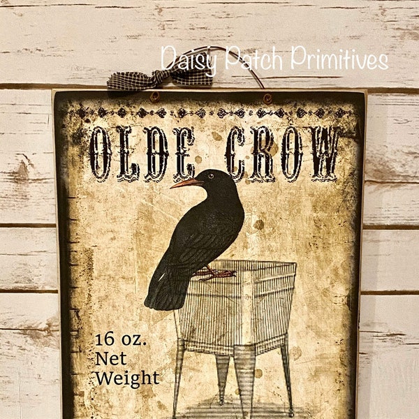 Primitive Olde Crow Laundry Detergent Sign,Primitive Crow Decor,Primitive Laundry Sign,Olde Crow Sign