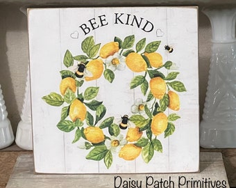 Primitive Bee Kind Sign ~ Tiered Tray Sign ~ Primitive Rustic Kitchen Decor ~ Primitive Signs
