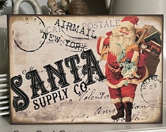 Christmas Shelf Sitter Signs ~ Primitive Cabinet Tucks ~ Tiered Tray Decor ~ Santa Sign