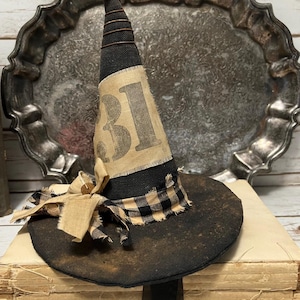 Primitive Grungy Witch Hat Shelf Sitter ~ Handmade Halloween Decor
