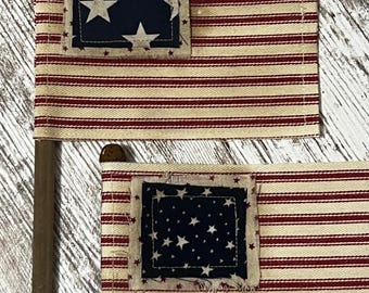 Primitive Americana Flags: Set of Three, 4th of July Decor