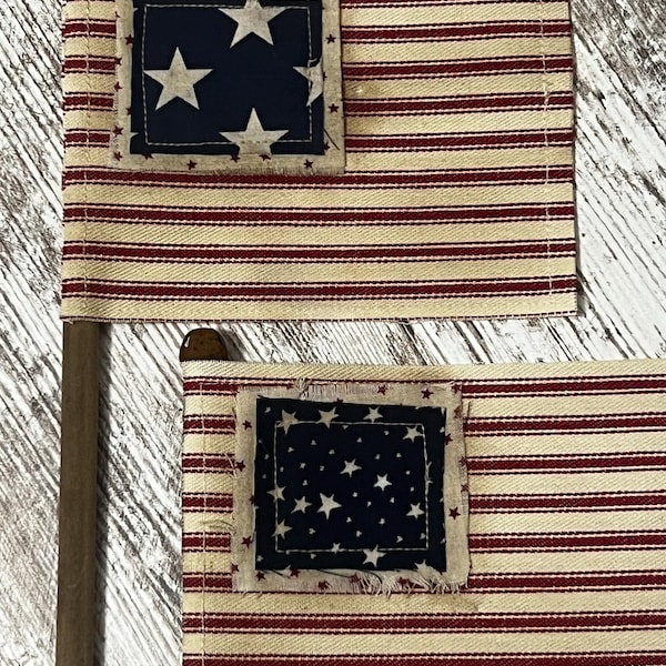 Primitive Americana Flags: Set of Three, 4th of July Decor