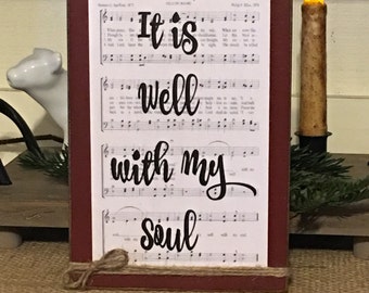 Farmhouse Decor,It Is Well With My Soul, Scripture Wall Art, Bible Verse, Christian Wall Art,Primitive Decor,Rustic Decor