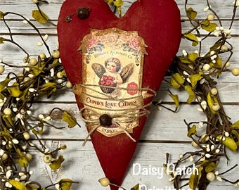 Primitive Valentine Heart Bowl Filler ~ Rustic Cupid Decor ~ Farmhouse Valentine ~ Tier Tray Decor