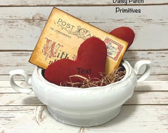 Vintage Postcard Wood Sign | With All My Love | Rustic Farmhouse Decor | Primitive Tiered Tray Accent