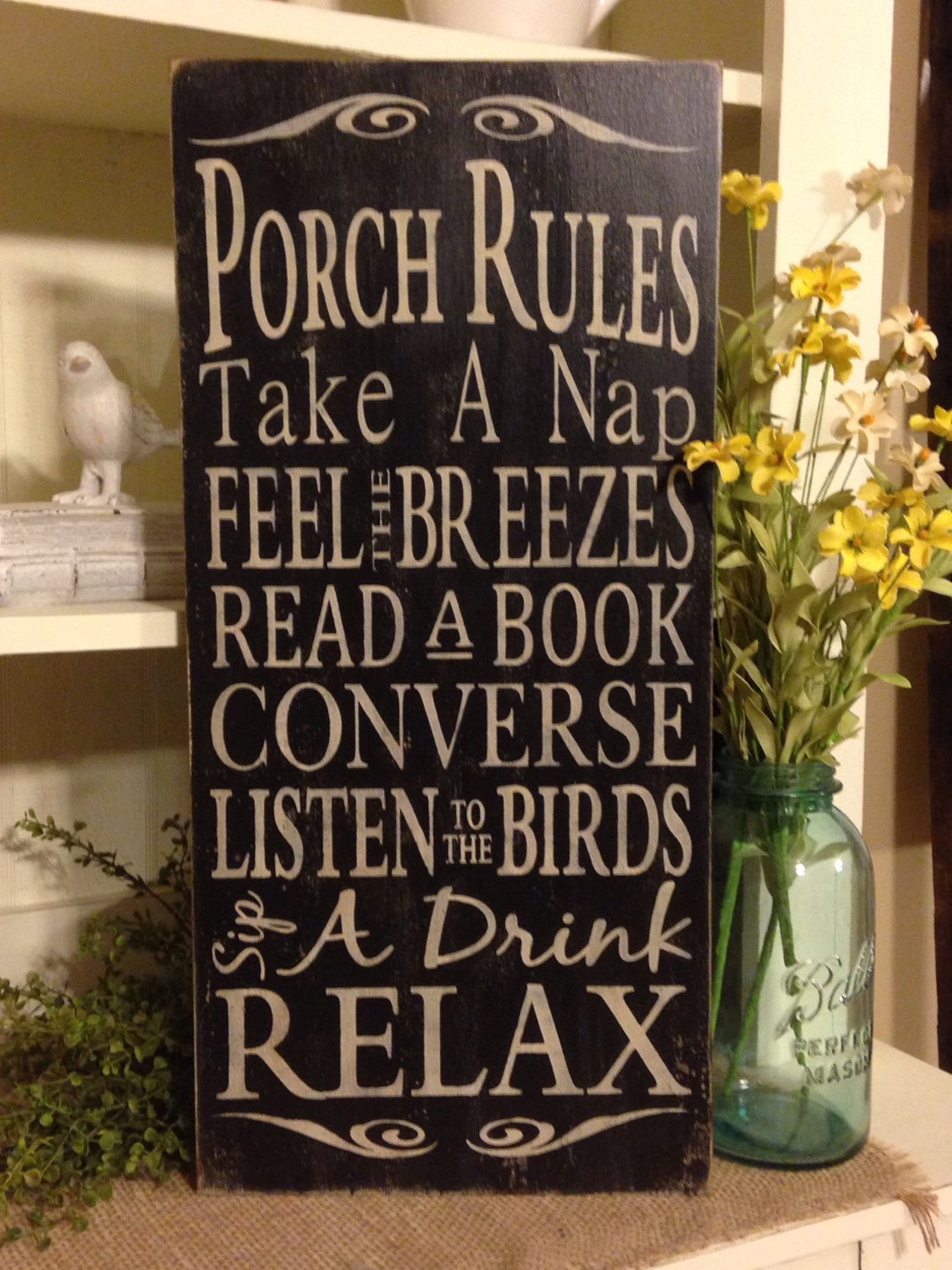 Porch Rules Sign Typography Word Art Subway Sign Porch Etsy