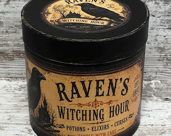 Primitive Halloween Paper Mache Box ~ Ravens Witching Hour Rustic Distressed Box ~ Halloween Decoration