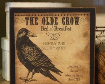 CAW CAW Sign Plaque Black CROW Decor Collector Primitive Rustic Country Wooden CAW CAW Sign Plaque Black CROW Decor Collector Primitive Rustic Country Wooden