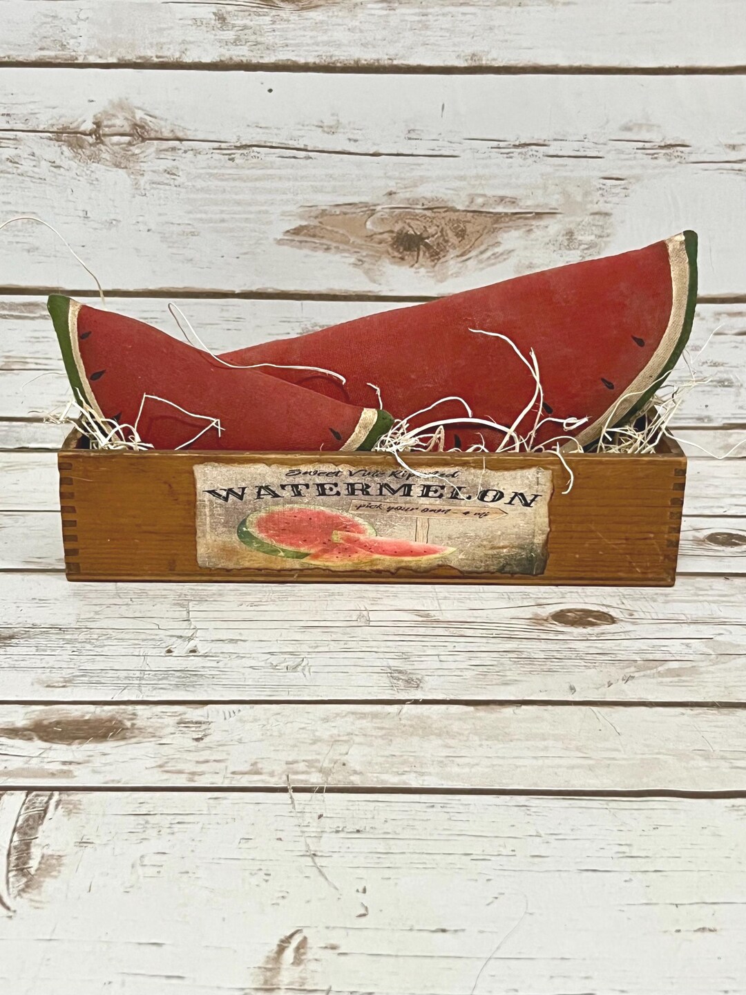 Watermelon Slice Crate Decor – Primitive Watermelon Decor - Rustic ...
