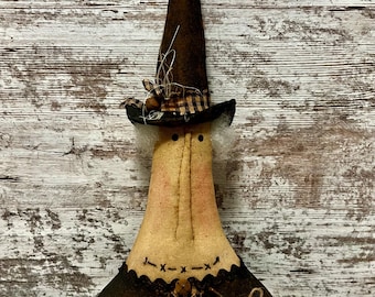 Handmade Primitive Witch Shelf Sitter, Halloween Decoration