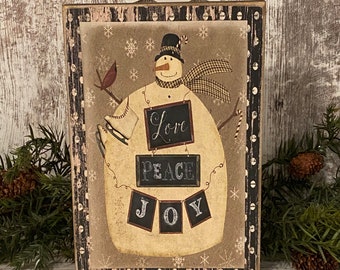 Snowman Sign ~ Primitive Snowman Sign ~ Primitive Decor ~ Snowman Decor