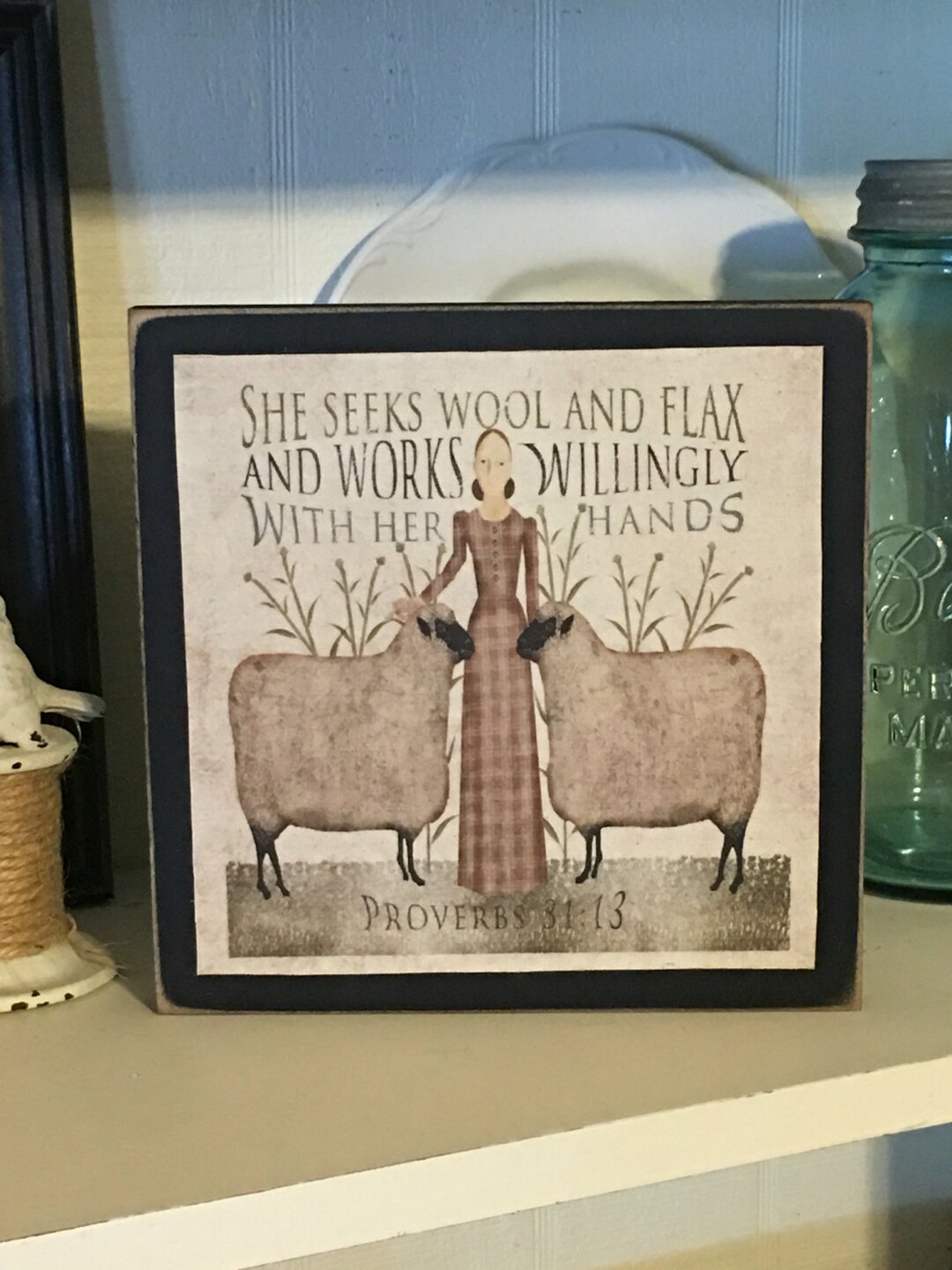 Wool and Flax Sheep Sign,farmhouse Decor,farmhouse Sign,primitive Decor ...