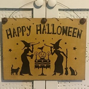 Halloween Sign,Primitive Halloween Sign,Witch Sign,Halloween Decor,Rustic Halloween Decor,Happy Halloween Sign image 5