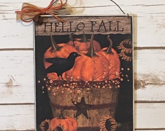 Fall Pumpkin Sign, Fall Decor, Pumpkin Sign, Primitive Fall Sign, Primitive Pumpkin Decoration