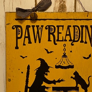 Primitive Halloween Sign, Halloween Decorations, Halloween Witch Sign, Halloween Black Cat Sign,Rustic Halloween Decor image 3