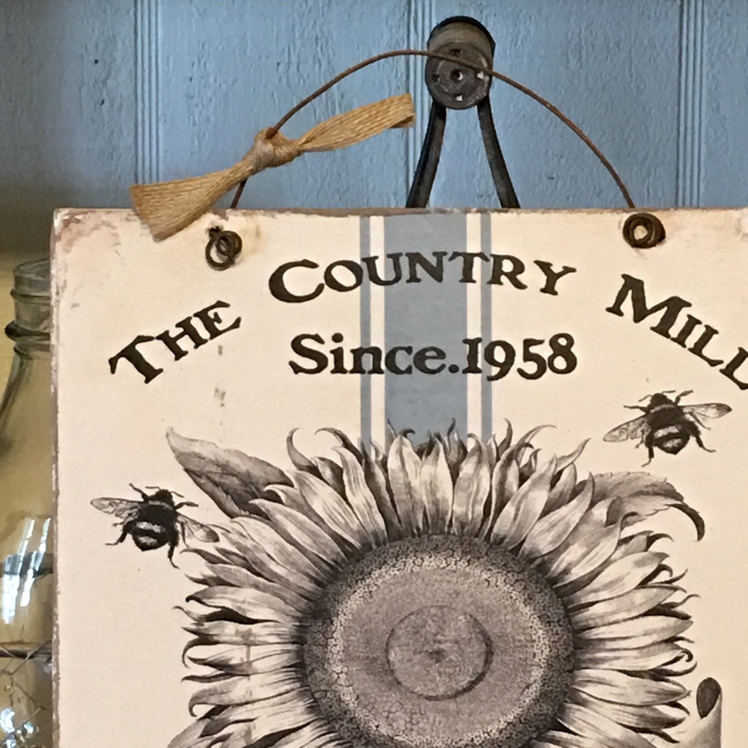 Rustic June Sign Farmhouse Decor,vintage Rustic Sunflower,sign,rustic Sign,grain Sack ...