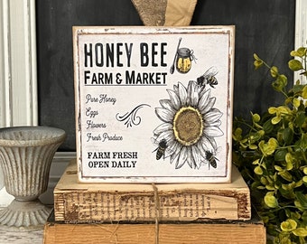 Primitive Honey Bee Farm & Market Sign ~ Primitive Honey Bee Sign ~ Farmhouse Sings