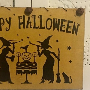 Halloween Sign,Primitive Halloween Sign,Witch Sign,Halloween Decor,Rustic Halloween Decor,Happy Halloween Sign image 4