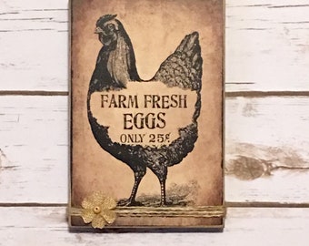 Farmhouse Sign,Farm Fresh Eggs Sign,Farmhouse Decor,Rustic Decor,Primitive Sign,Wood Sign,Chicken Decor