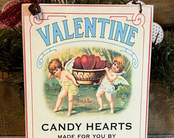 Valentine, Vintage Valentine, Cupid Sign, Primitive Valentine, Peg Hanger, Primitive Sign