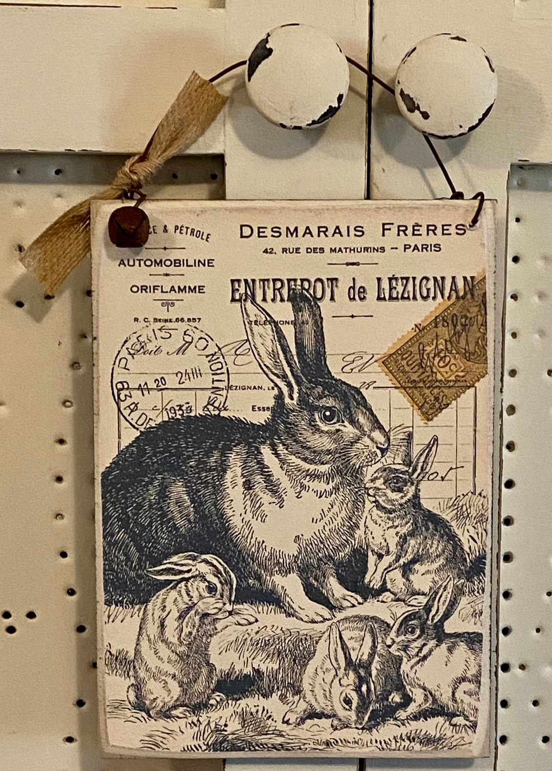 Vintage Rabbit Sign,french Farmhouse Decor,spring Decor,farmhouse Decor ...