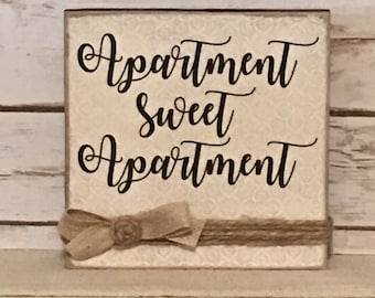 Rustic Apartment Sweet Apartment Sign: Burlap Bow Decor