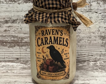 Primitive Pantry Jar - Grungy Mason Jar - Halloween Decor - Rustic Farmhouse Kitchen Decor