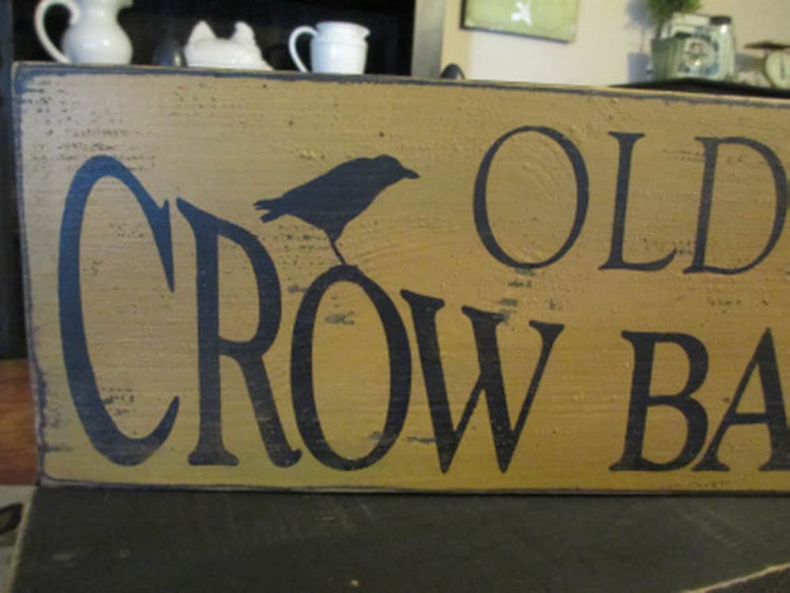Primitive Olde Crow Bakery Sign Handmade Wood Sign Crow Etsy