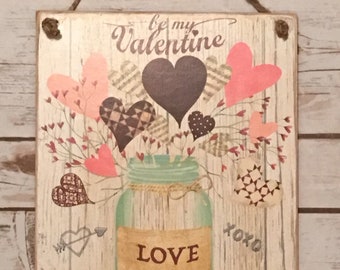 Rustic Valentine's Day Sign: Distressed Birch Wood Decor