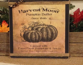 Primitive Pumpkin Sign, Fall Decor,Primitive Fall Decor, Rustic Fall Decor, Pumpkin, Harvest Moon, Halloween Decoration