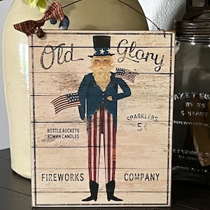 Old Glory Uncle Sam Sign ~ Primitive Americana Decor ~ Fourth of July Decor