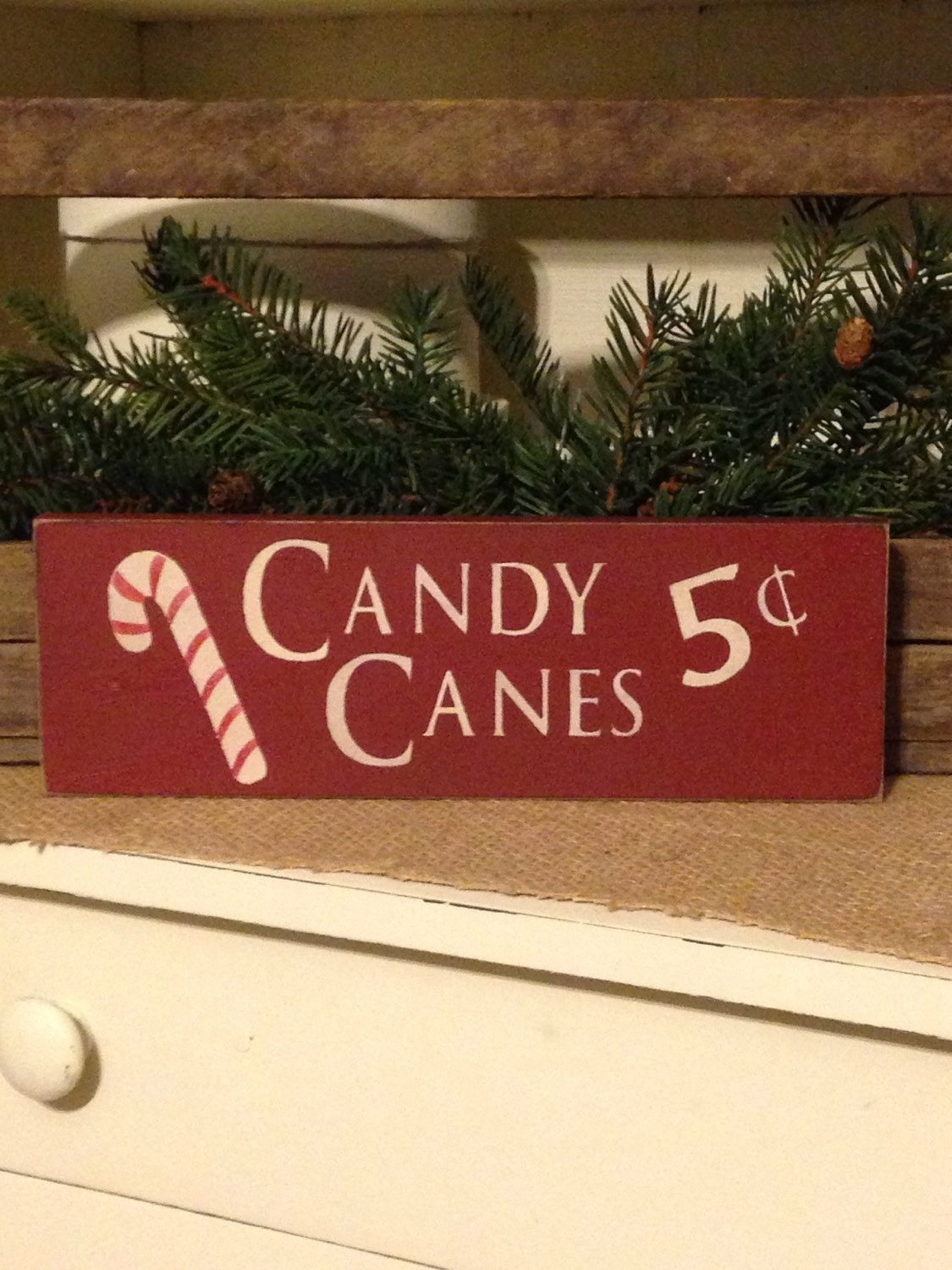 Candy Cane Sign Primitive Christmasprimitive Signrustic Etsy 