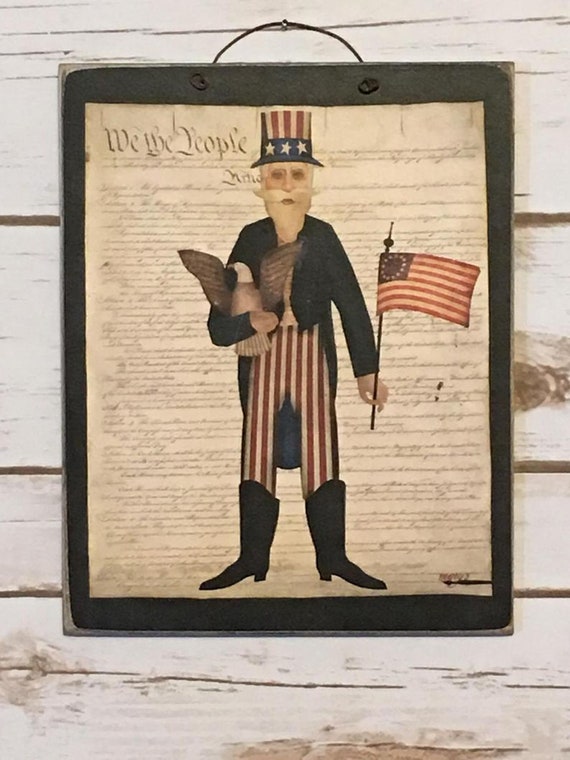 Primitive Uncle Sam Sign: Americana Folk Art Decor - Etsy