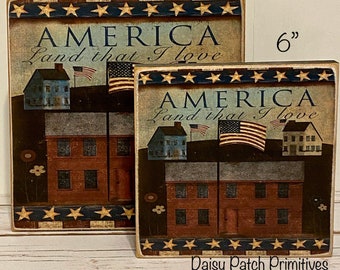 Primitive America Sign,Primitive Americana Decor,Patriotic Decor,Rustic Farmhouse Decor, Americana Sign,American Folk Art Sign