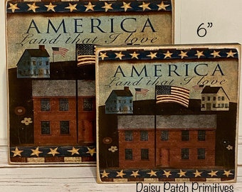 Primitive America Sign,Primitive Americana Decor,Patriotic Decor,Rustic Farmhouse Decor, Americana Sign,American Folk Art Sign